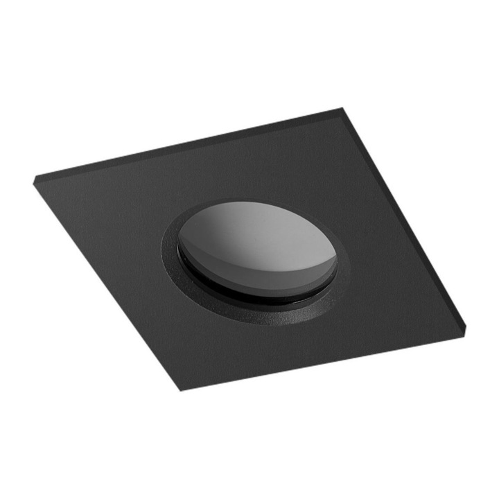 Plafoniera incastrata de exterior IKA, Azzardo, Metal, 1 x GU10, 50W, 230V, IP65, 8.4 cm, Negru