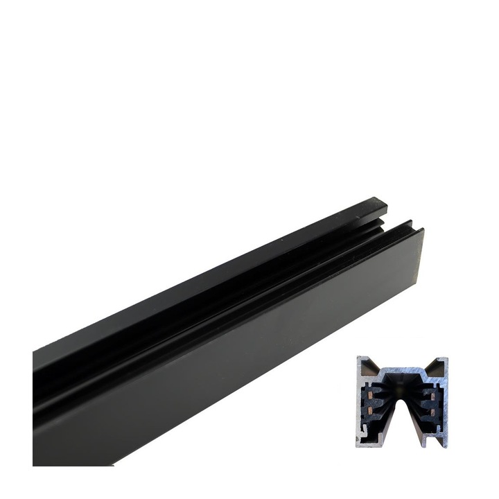 Bareta de interconectare Argon, 3 fire, metal, negru, 100x3.5cm