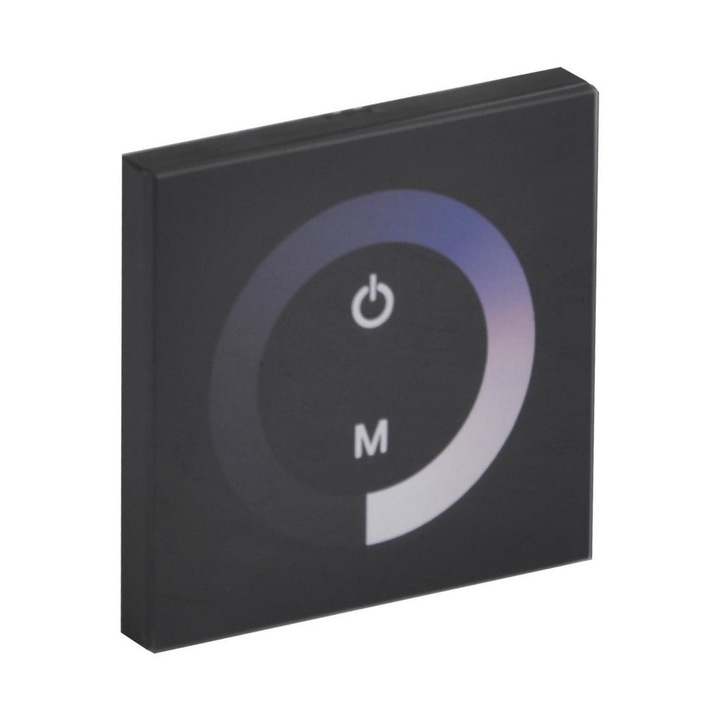 Intrerupator tactil, Polux, Plastic, 4 Canale, Variator tensiune, IP20, 8.6 x 8.6 cm, Negru