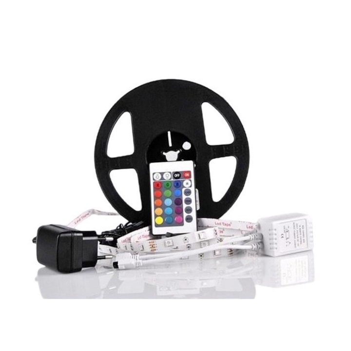 Banda LED RGB cu telecomanda, 5M, 18W, 12V
