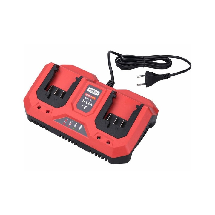 Incarcator dublu de acumulatoare 2x2,4A 230V Extol Premium MB0120