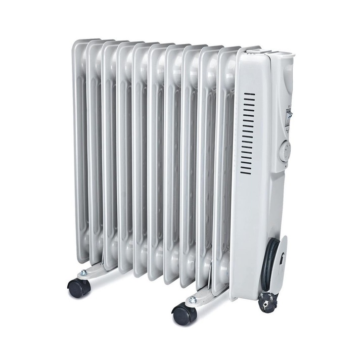 Calorifer pe ulei cu 11 elemente, KOBI, Metal, 54.5x49cm, Alb
