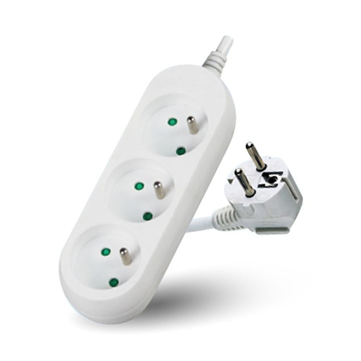 Удължител с ключ, Kobi, 3м, Бял