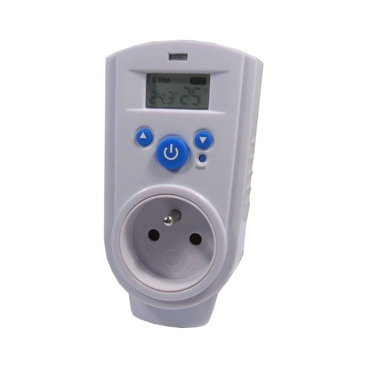 Termostat cu priza, Hadex, CR2032, Alb