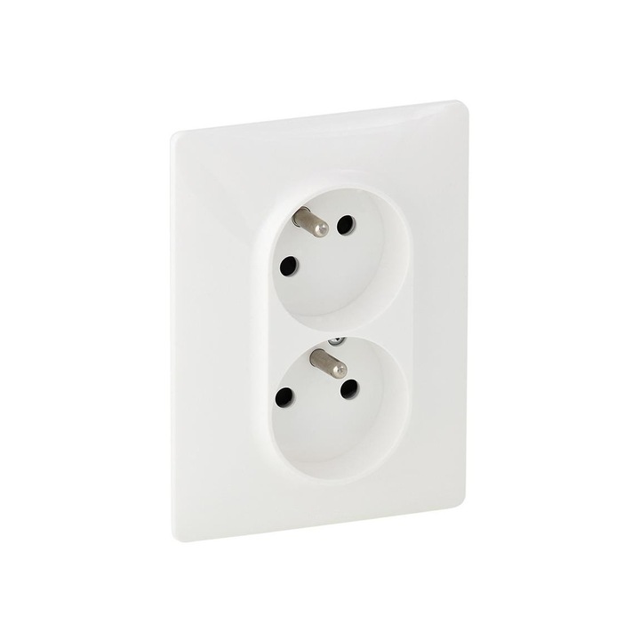 Двоен контакт, Legrand, Пластмаса\Метал, 250V\16A, Бял