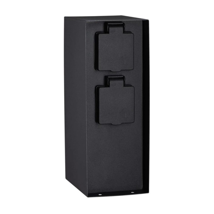 Външен контакт, Paulmann, IP44, 240 V, Метал, 23x12 см, Черен