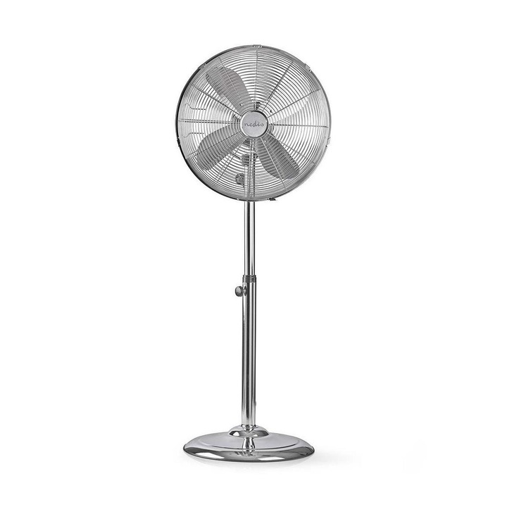 Ventilator podea Nedis, Metal, 3 viteze, Argintiu