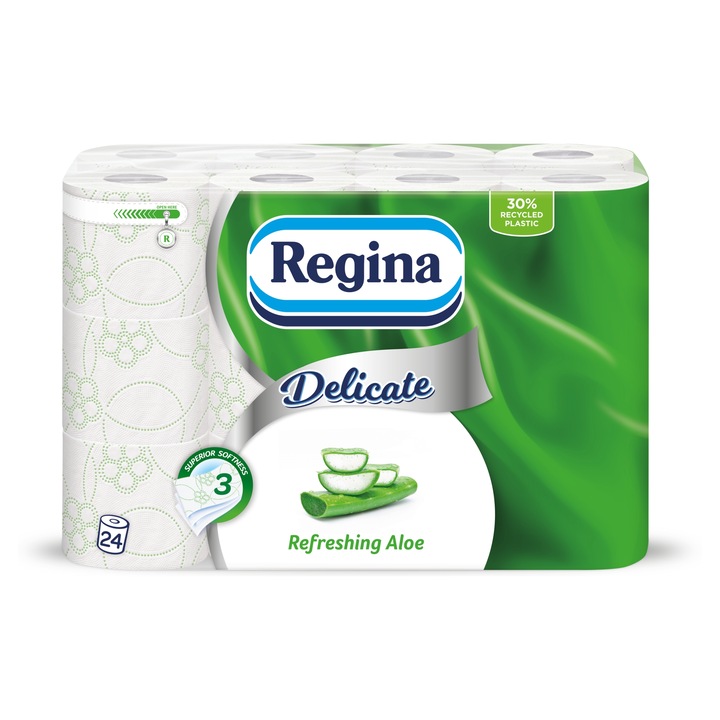 Regina Delicate Refreshing Aloe toalettpapír, 3 rétegű, 24 tekercs