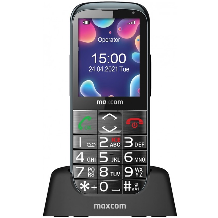 Смартфон Maxcom MM724, Стойка за зареждане, 4G, Черен
