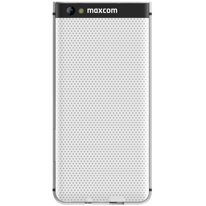 Мобилен телефон MaxComMM760, Dual SIM, White + Аудио слушалки MaxCom ...