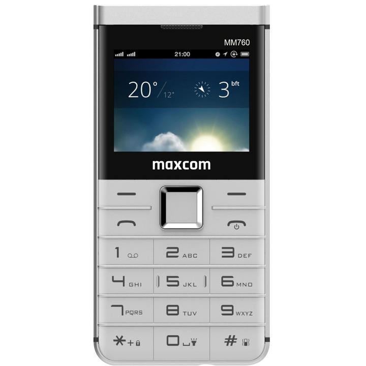 Мобилен телефон MaxComMM760, Dual SIM, White + Аудио слушалки MaxCom Soul 2, In-Ear, Jack 3.5 мм, Черен