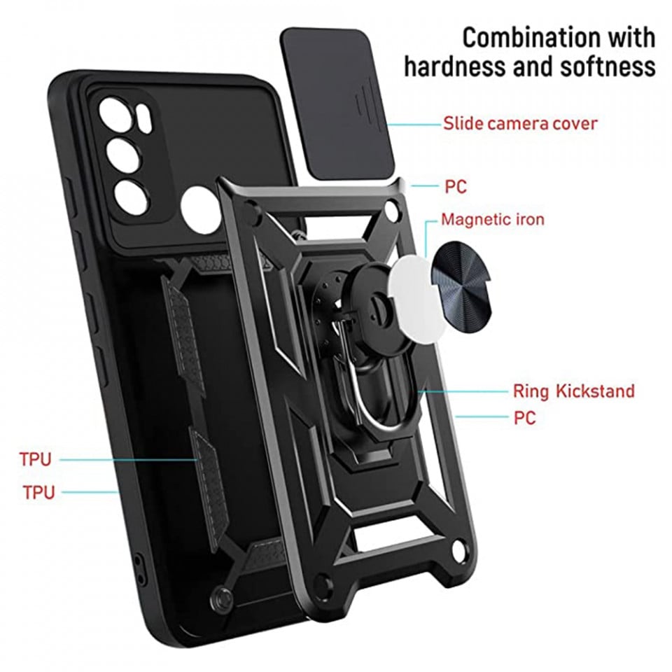 Husa Compatibila cu Motorola Moto E20 / E30 / E40 CamShield Series Negru