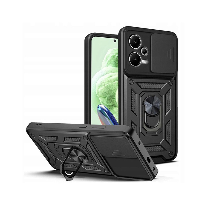 A tok kompatibilis a Xiaomi Redmi Note 12 5G / Poco X5 Techsuit CamShield Series Black készülékkel