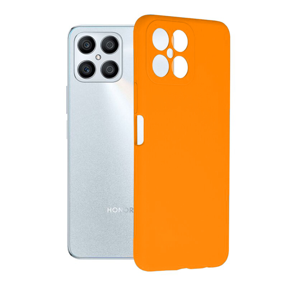 TPU szilikon tok mikroszálas Honor X8-hoz, belső mikroszálas, külső rendkívül puha szilikon, puha tapintású, vékony illeszkedés, tartós, rugalmas, optimális ultra védelem, neon narancs