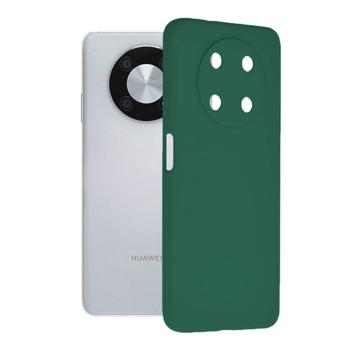 Mikroszálas TPU szilikon tok Huawei Nova Y90-hez, mikroszálas belső, rendkívül puha szilikon külső, puha tapintású, vékony illeszkedés, tartós, rugalmas, optimális ultra védelem, sötétzöld