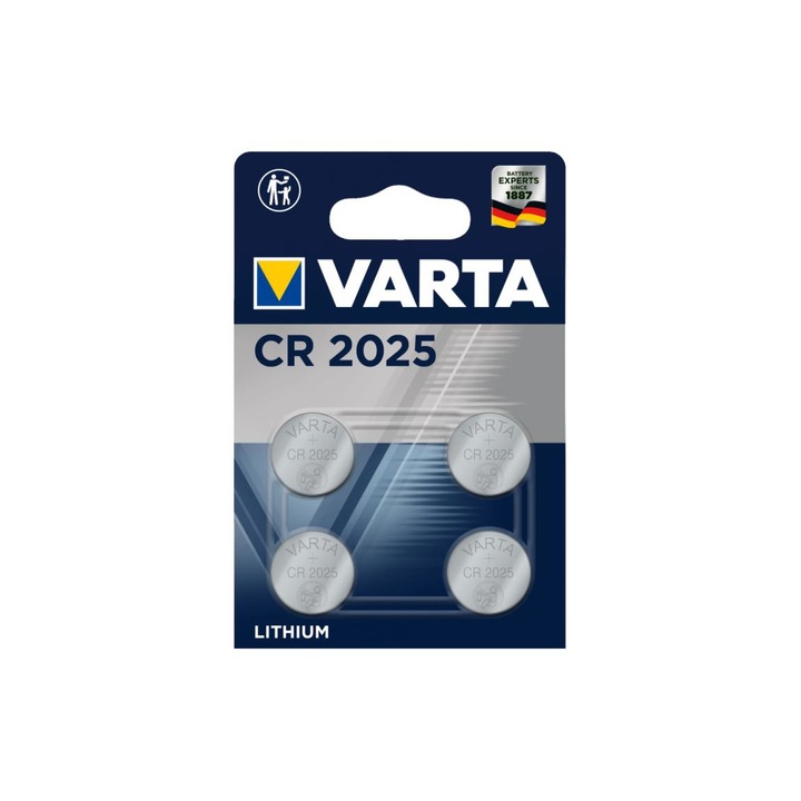 4 db elem készlet, Varta, CR2025, 3V, Ezüst