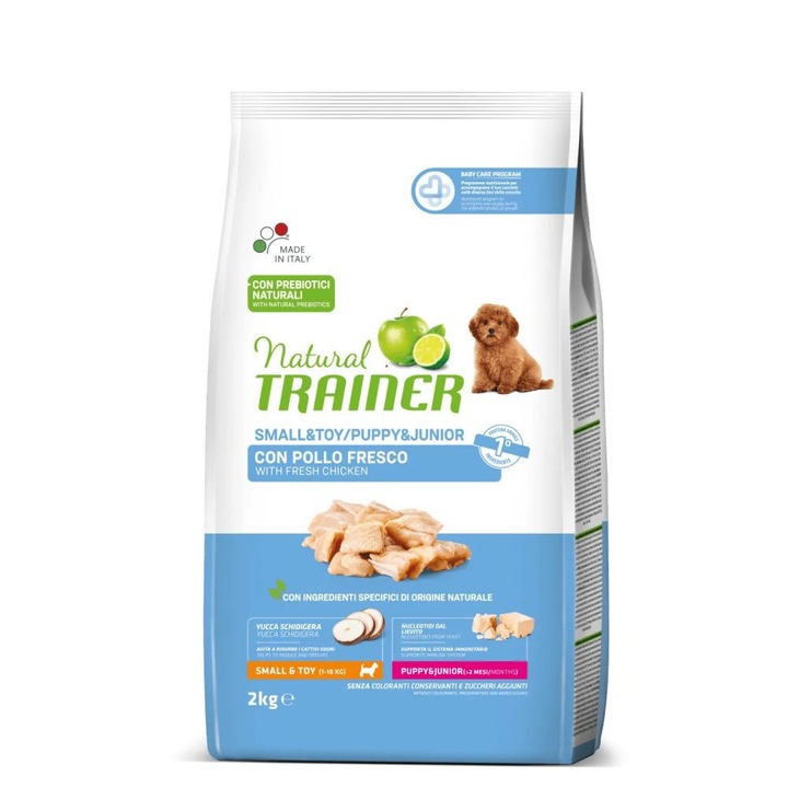 Суха храна за кучета Natural Trainer Dog Mini Puppy & Junior с Пиле, 2 кг