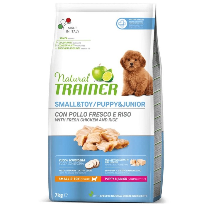 Суха храна за кучета Natural Trainer Dog Mini Puppy & Junior, Пиле, 7 кг