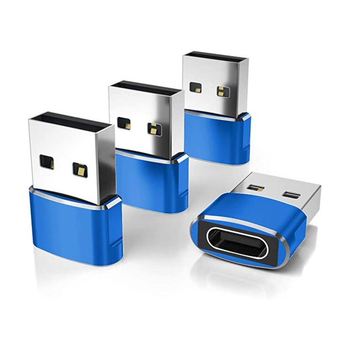 Set 4 adaptoare USB-C, YWD-FMM, Albastru