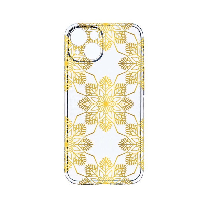 Husa BestCase® Clear Silicon 2MM, Compatibila Cu Apple iPhone 13 Mini, Gold, Antisoc, Protectie Camera, Margini ridicate pentru protectia ecranului, T 120
