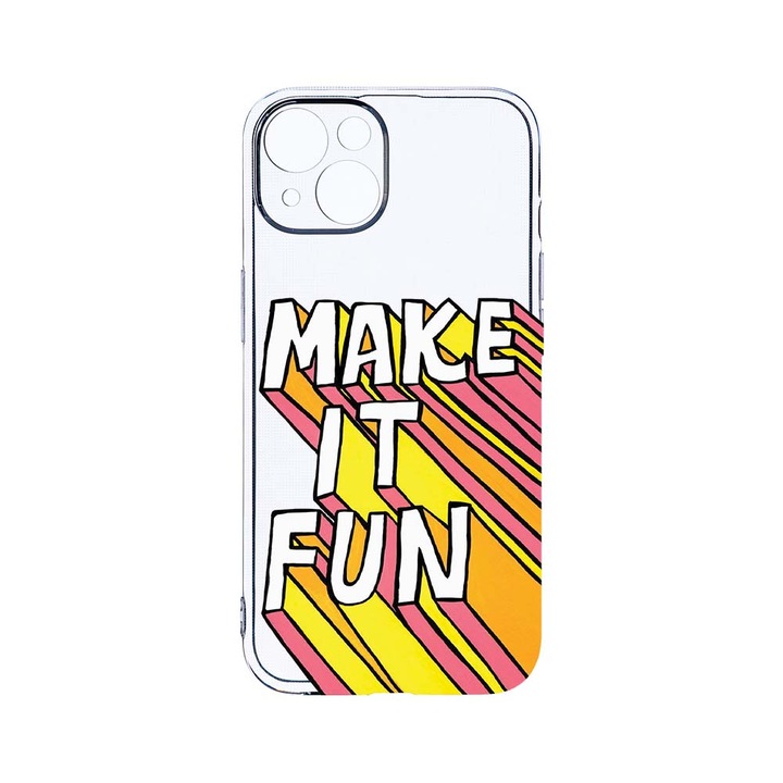 Husa BestCase® Clear Silicon 2MM, Compatibila Cu Apple iPhone 14, Make It Fun, Antisoc, Protectie Camera, Margini ridicate pentru protectia ecranului, T 494