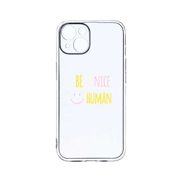 Husa BestCase® Clear Silicon 2MM, Compatibila Cu Apple iPhone 13 Mini, Be Nice, Antisoc, Protectie Camera, Margini ridicate pentru protectia ecranului, T 480