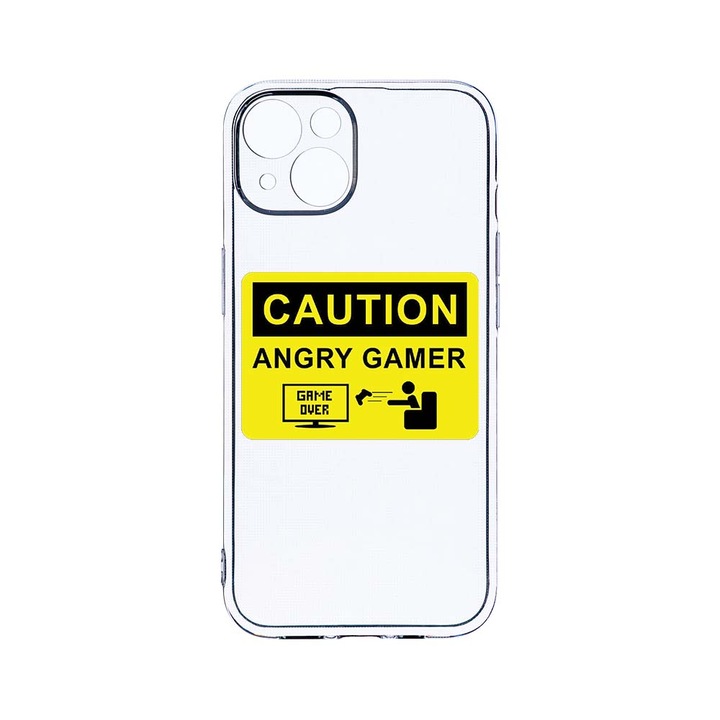 Husa BestCase® Clear Silicon 2MM, Compatibila Cu Apple iPhone 13 Mini, Angry Gamer, Antisoc, Protectie Camera, Margini ridicate pentru protectia ecranului, T 673