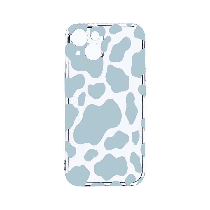 BestCase 2MM Clear Szilikon telefontok, Apple iPhone 13, Blue Cow, Kamera védelem, strapabíró, T 788