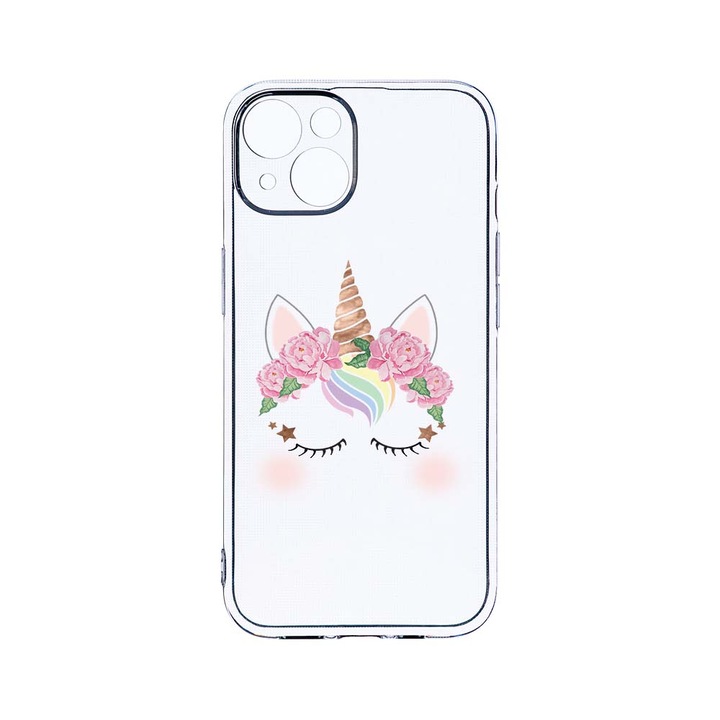 Husa BestCase® Clear Silicon 2MM, Compatibila Cu Apple iPhone 13 Mini, Unicorn, Antisoc, Protectie Camera, Margini ridicate pentru protectia ecranului, T 525
