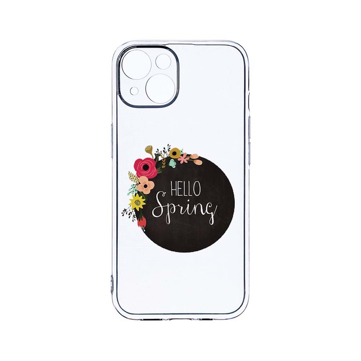 Husa BestCase® Clear Silicon 2MM, Compatibila Cu Apple iPhone 13 Mini, Hello Spring, Antisoc, Protectie Camera, Margini ridicate pentru protectia ecranului, T 684