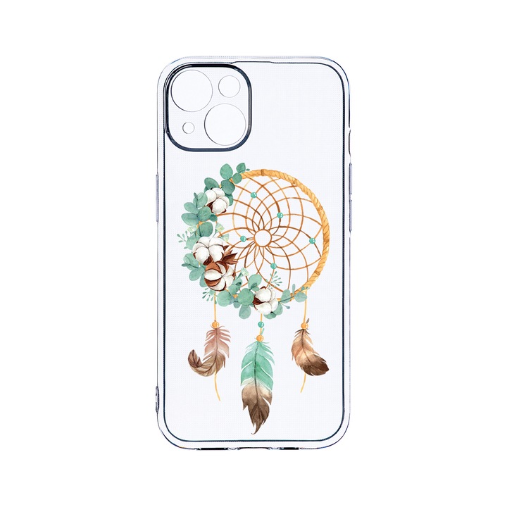 Husa BestCase® Clear Silicon 2MM, Compatibila Cu Apple iPhone 13, Dreamcatcher, Antisoc, Protectie Camera, Margini ridicate pentru protectia ecranului, T 950