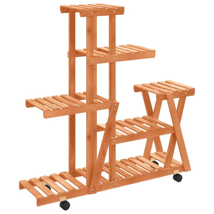 VidaXL tömör fenyőfa virágtartó állvány kerekekkel 95 x 25 x 101 cm 4.6 kg
