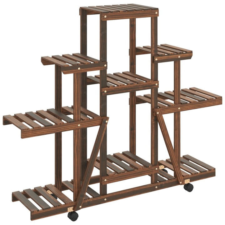 VidaXL tömör fenyőfa virágtartó állvány kerekekkel 110 x 25 x 101 cm, 5.5 kg 362851