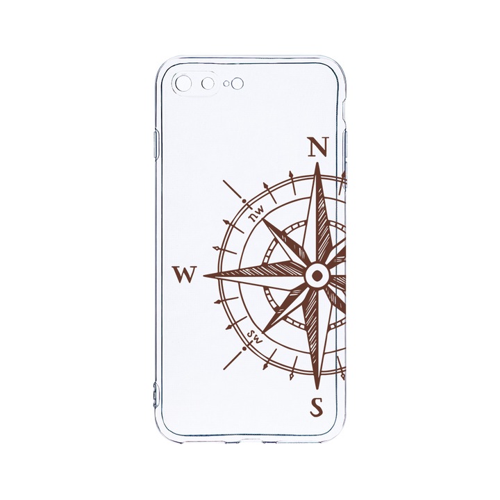 Husa BestCase® Clear Silicon 2MM, Compatibila Cu Apple iPhone 8 Plus / iPhone 7 Plus, Compass, Antisoc, Protectie Camera, Margini ridicate pentru protectia ecranului, T 971