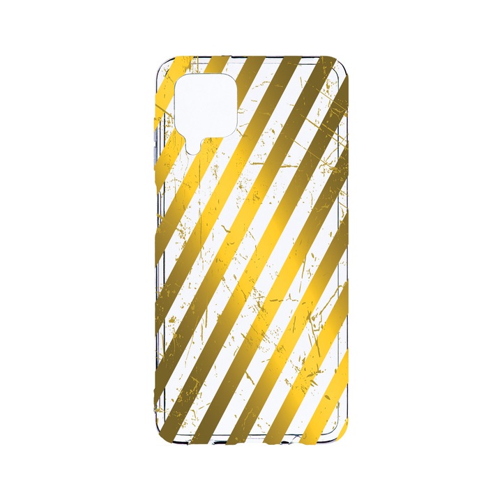 Husa BestCase® Clear Silicon 2MM, Compatibila Cu Samsung Galaxy A12 / Galaxy M12 / Galaxy F12, Golden Stripes, Antisoc, Protectie Camera, Margini ridicate pentru protectia ecranului, T 1055