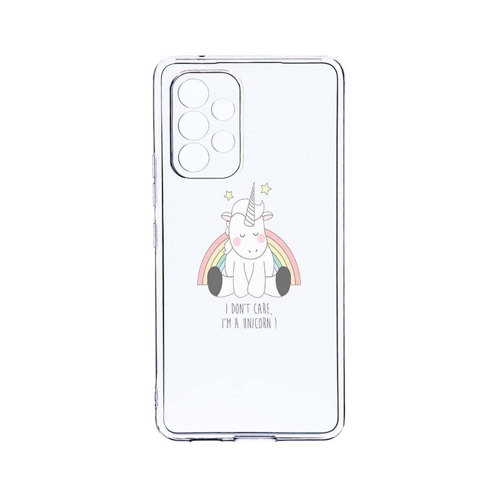 BestCase 2MM Clear Szilikon telefontok, Samsung Galaxy A52 4G / Galaxy A52 5G, Unicorn - I Don't Care, Kamera védelem, strapabíró, T 524