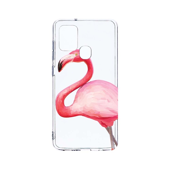 Husa BestCase® Clear Silicon 2MM, Compatibila Cu Samsung Galaxy A21s, Flamingo, Antisoc, Protectie Camera, Margini ridicate pentru protectia ecranului, T 55