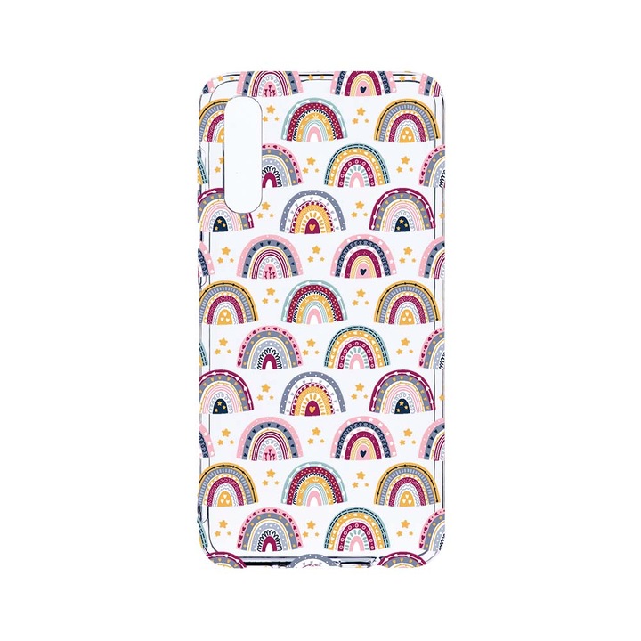 BestCase 2MM Clear Szilikon telefontok, Samsung Galaxy A50 / A30s / A50s, Rainbow Hand Drawn, Kamera védelem, strapabíró, T 839