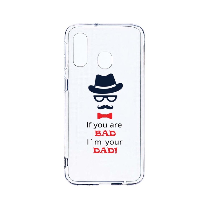 Husa BestCase® Clear Silicon 2MM, Compatibila Cu Samsung Galaxy A40, Bad Dad, Antisoc, Protectie Camera, Margini ridicate pentru protectia ecranului, T 53