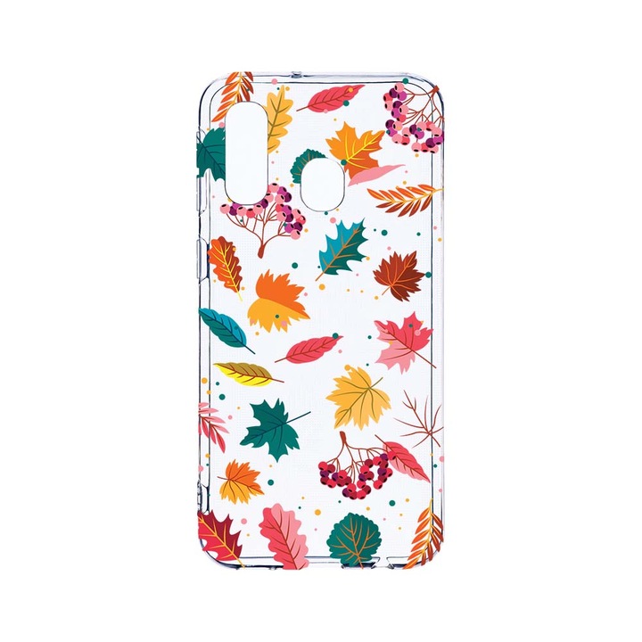 Husa BestCase® Clear Silicon 2MM, Compatibila Cu Samsung Galaxy A40, Feathers Color, Antisoc, Protectie Camera, Margini ridicate pentru protectia ecranului, T 99