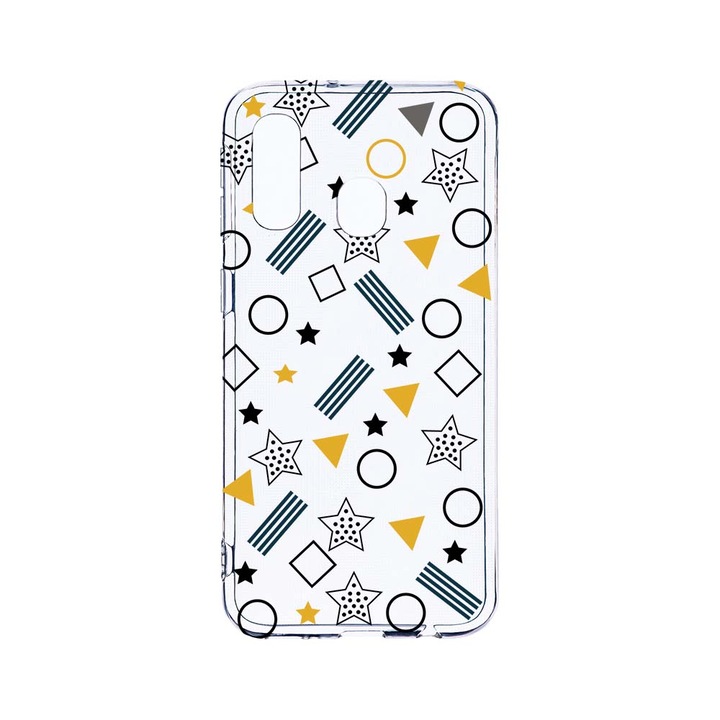 Husa BestCase® Clear Silicon 2MM, Compatibila Cu Samsung Galaxy A40, Geometric, Antisoc, Protectie Camera, Margini ridicate pentru protectia ecranului, T 138
