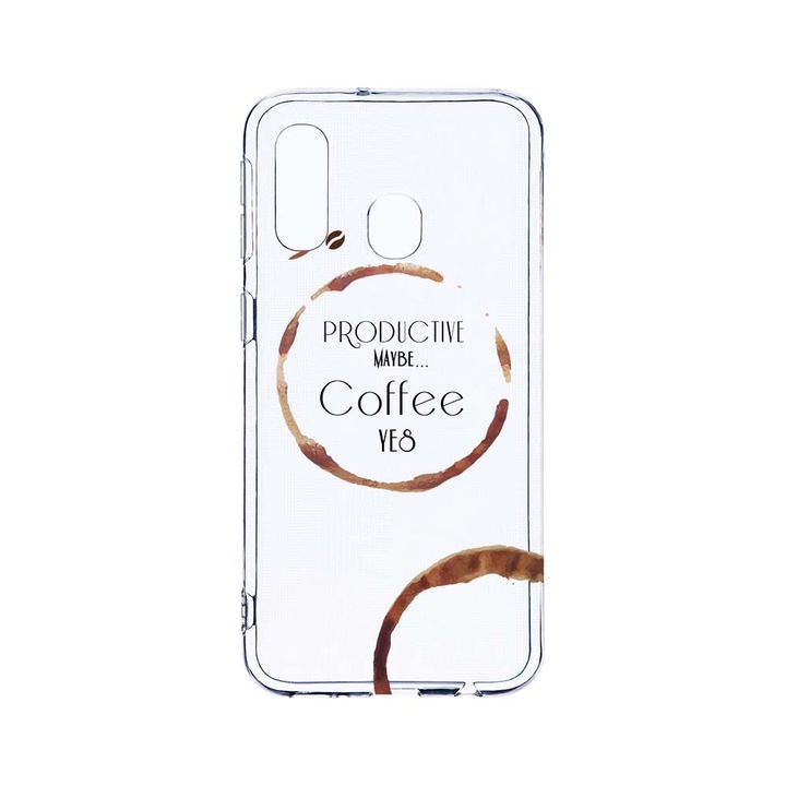 Husa BestCase® Clear Silicon 2MM, Compatibila Cu Samsung Galaxy A40, Coffee, Antisoc, Protectie Camera, Margini ridicate pentru protectia ecranului, T 33