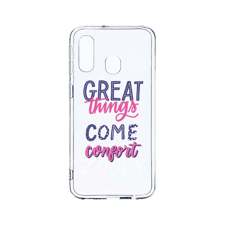 Husa BestCase® Clear Silicon 2MM, Compatibila Cu Samsung Galaxy A40, Great Things, Antisoc, Protectie Camera, Margini ridicate pentru protectia ecranului, T 486