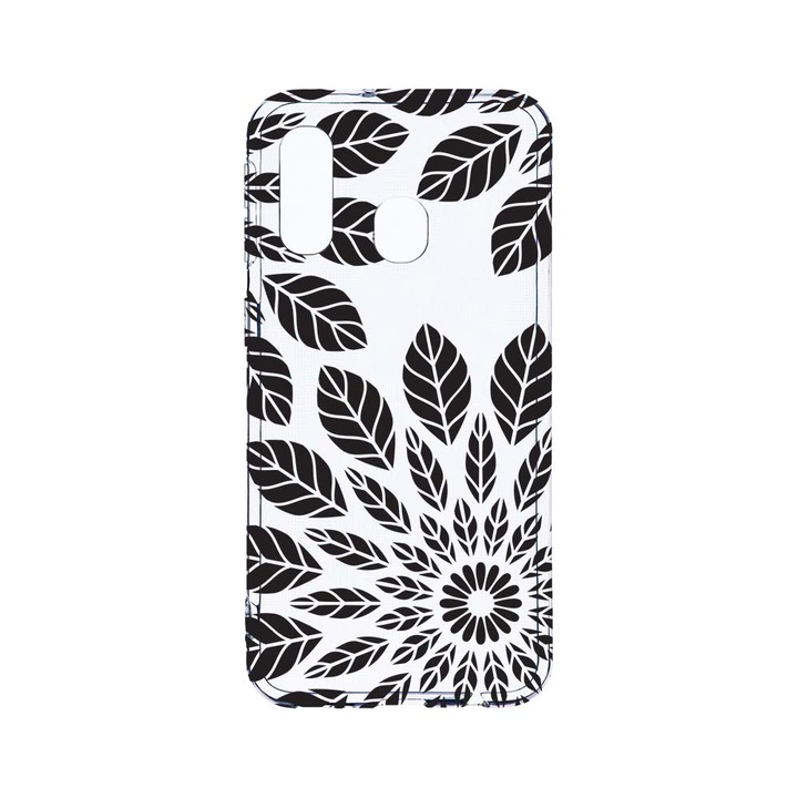 Husa BestCase® Clear Silicon 2MM, Compatibila Cu Samsung Galaxy A40, Flower Pattern, Antisoc, Protectie Camera, Margini ridicate pentru protectia ecranului, T 76