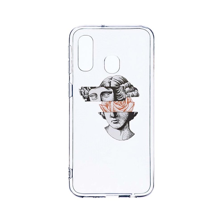 Husa BestCase® Clear Silicon 2MM, Compatibila Cu Samsung Galaxy A40, David Statue - Rose, Antisoc, Protectie Camera, Margini ridicate pentru protectia ecranului, T 604