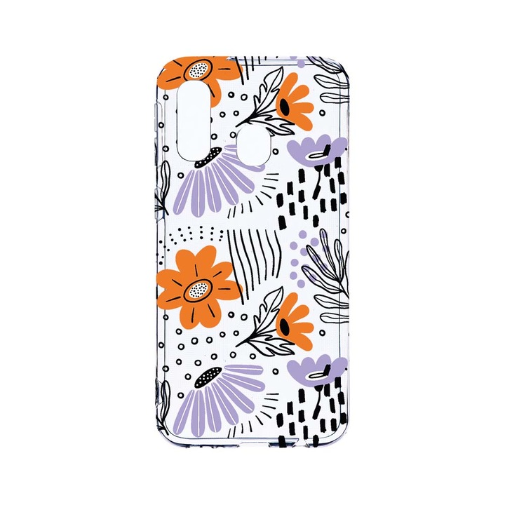 Husa BestCase® Clear Silicon 2MM, Compatibila Cu Samsung Galaxy A40, Flowers - Pastel Colors, Antisoc, Protectie Camera, Margini ridicate pentru protectia ecranului, T 757