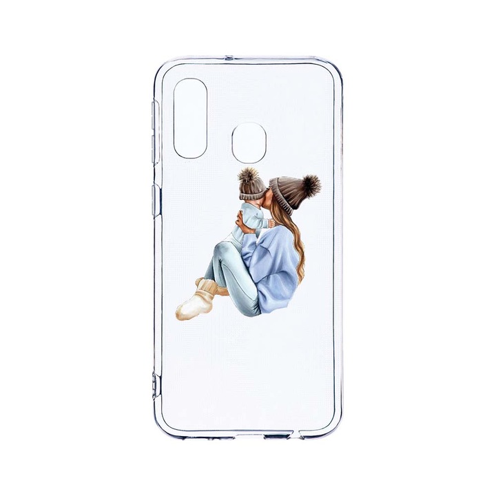 Husa BestCase® Clear Silicon 2MM, Compatibila Cu Samsung Galaxy A40, Girl Mom With a Boy, Antisoc, Protectie Camera, Margini ridicate pentru protectia ecranului, T 562