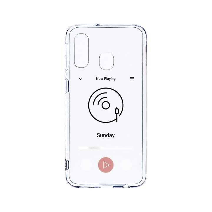 Husa BestCase® Clear Silicon 2MM, Compatibila Cu Samsung Galaxy A40, Music Player, Antisoc, Protectie Camera, Margini ridicate pentru protectia ecranului, T 973