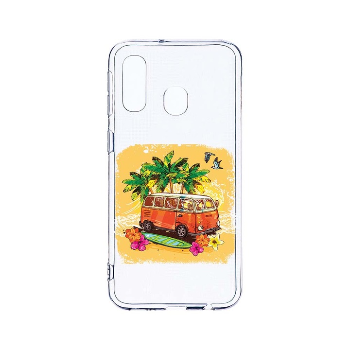 Husa BestCase® Clear Silicon 2MM, Compatibila Cu Samsung Galaxy A40, Summer Car, Antisoc, Protectie Camera, Margini ridicate pentru protectia ecranului, T 814