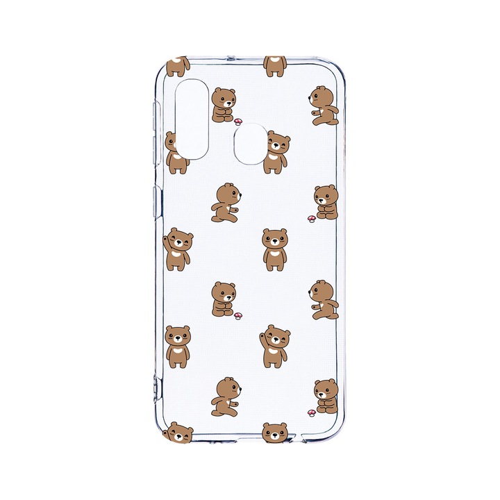 Husa BestCase® Clear Silicon 2MM, Compatibila Cu Samsung Galaxy A40, Teddy Bear Pattern, Antisoc, Protectie Camera, Margini ridicate pentru protectia ecranului, T 970